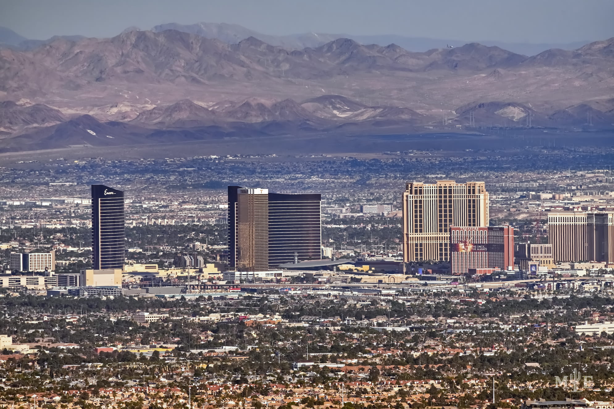 Las Vegas Strip of hotels skyline view