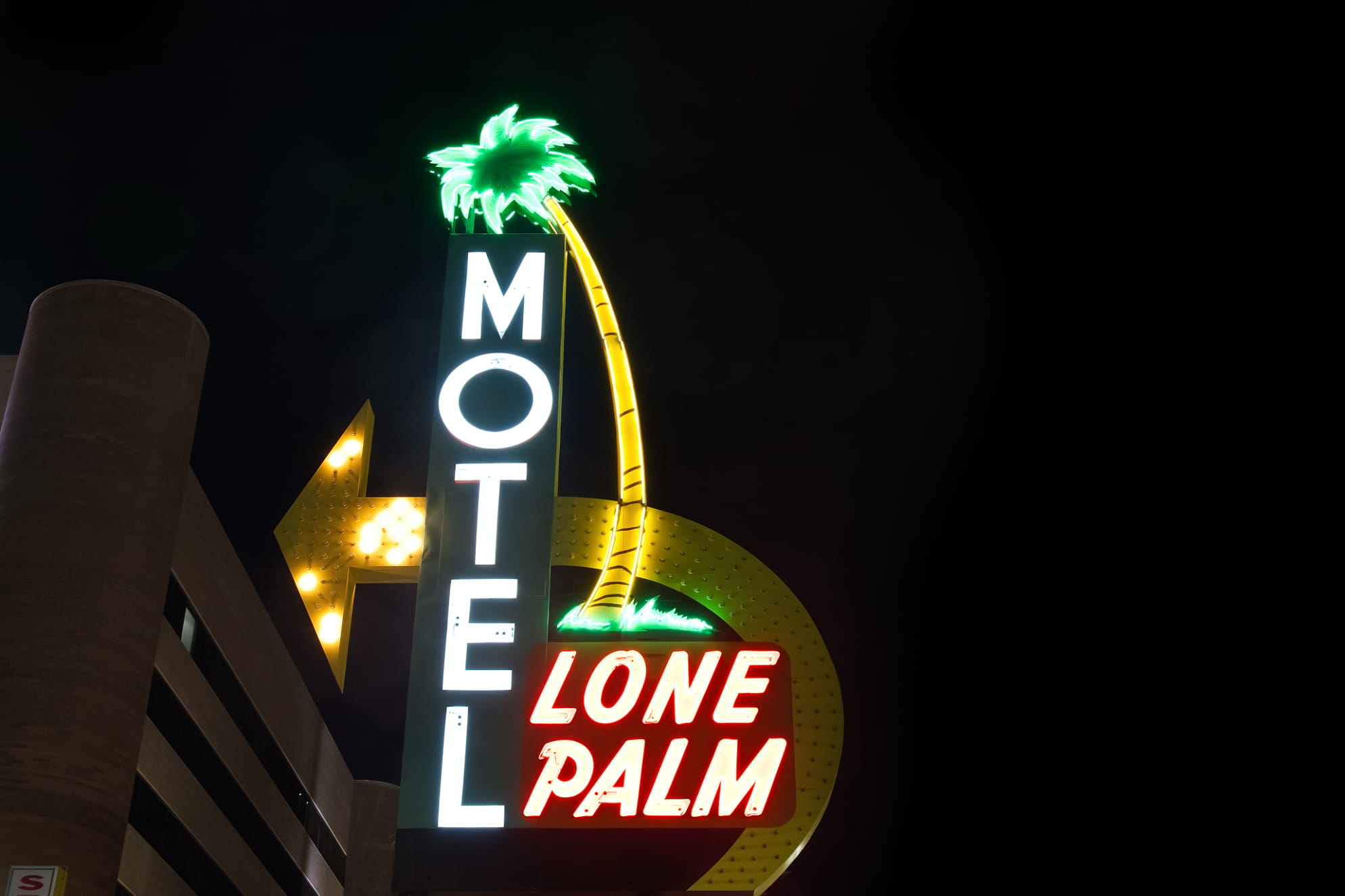 Neon signs glowing at night in Las Vegas